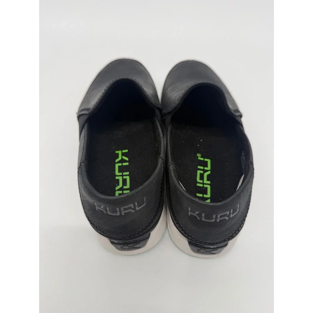Kuru Roam Black Leather Slip On Sneakers Womens 7.5 Orthopedic Walking Shoes